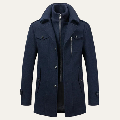The Fasano Men's Smart Lapel Wool Blend Winter Coat 8