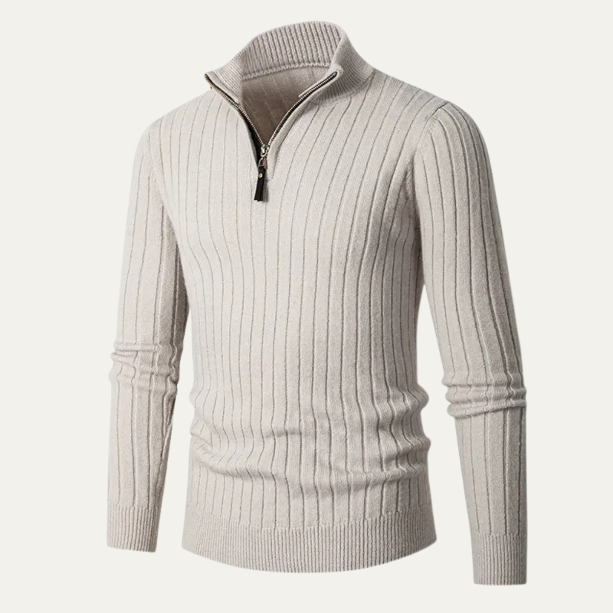 The Favignana Men's Knitted Stand Collar Ribbed Half Zip Jumper 0