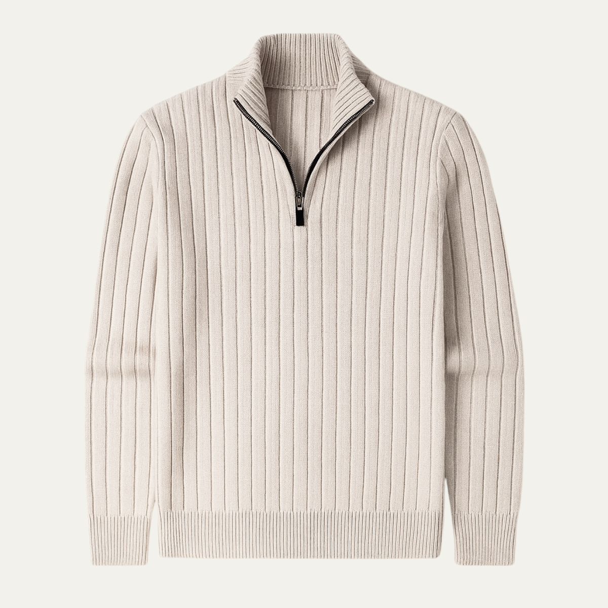 The Favignana Men's Knitted Stand Collar Ribbed Half Zip Jumper 1