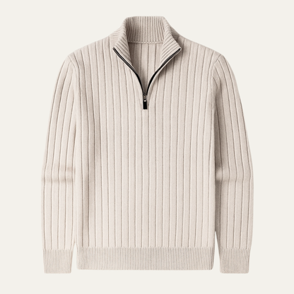 The Favignana Men's Knitted Stand Collar Ribbed Half Zip Jumper 1