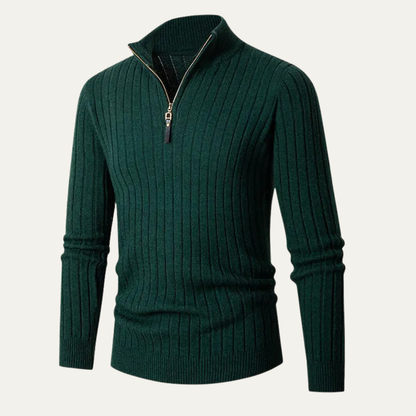 The Favignana Men's Knitted Stand Collar Ribbed Half Zip Jumper 10