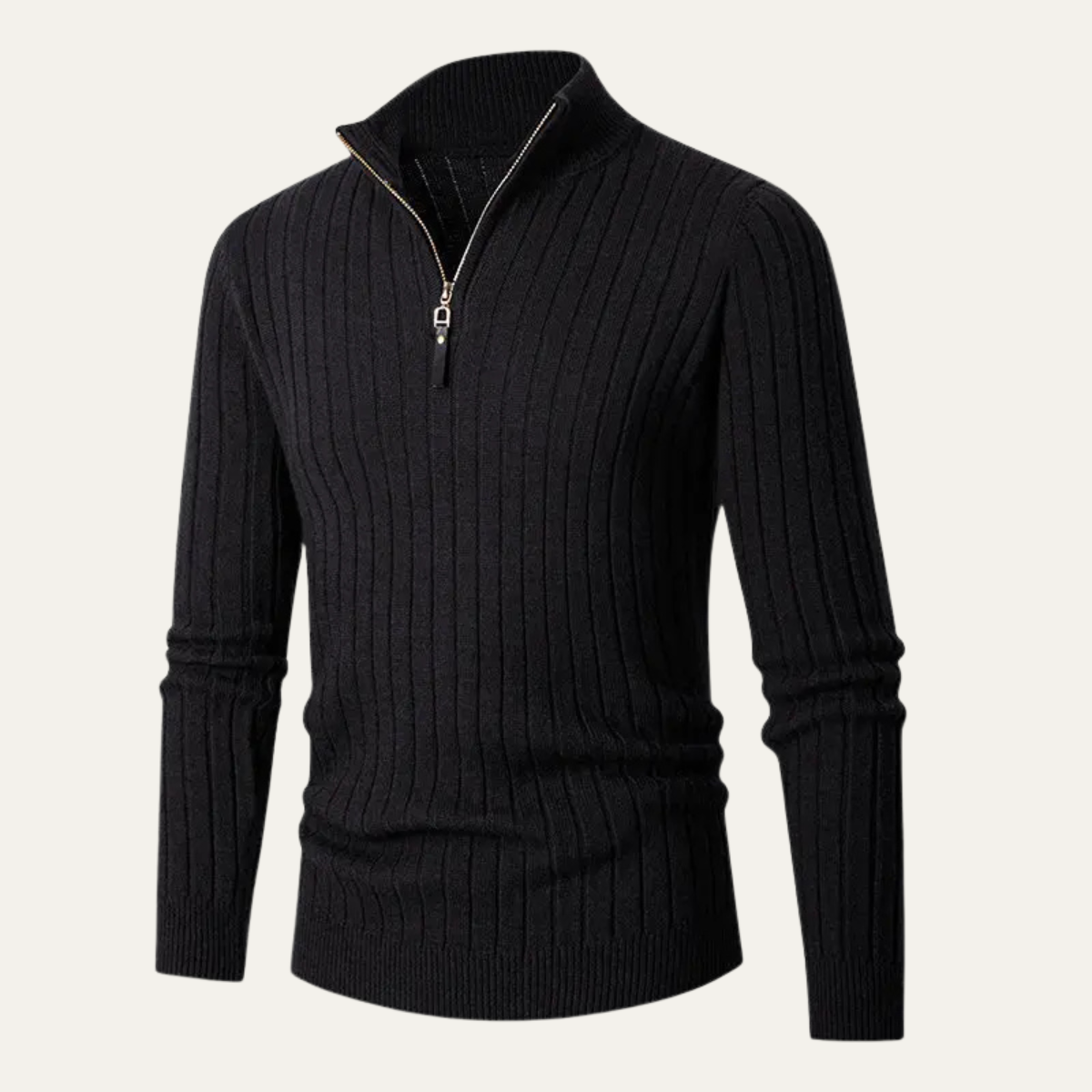 The Favignana Men's Knitted Stand Collar Ribbed Half Zip Jumper 11