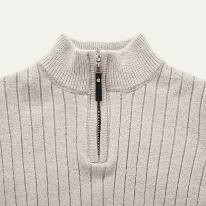 The Favignana Men's Knitted Stand Collar Ribbed Half Zip Jumper 4