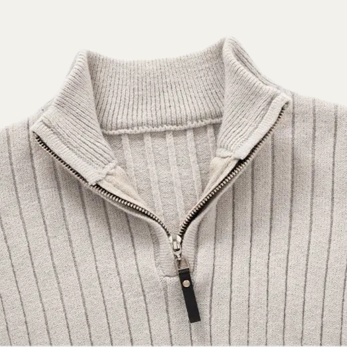 The Favignana Men's Knitted Stand Collar Ribbed Half Zip Jumper 5