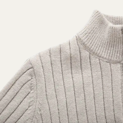 The Favignana Men's Knitted Stand Collar Ribbed Half Zip Jumper 6