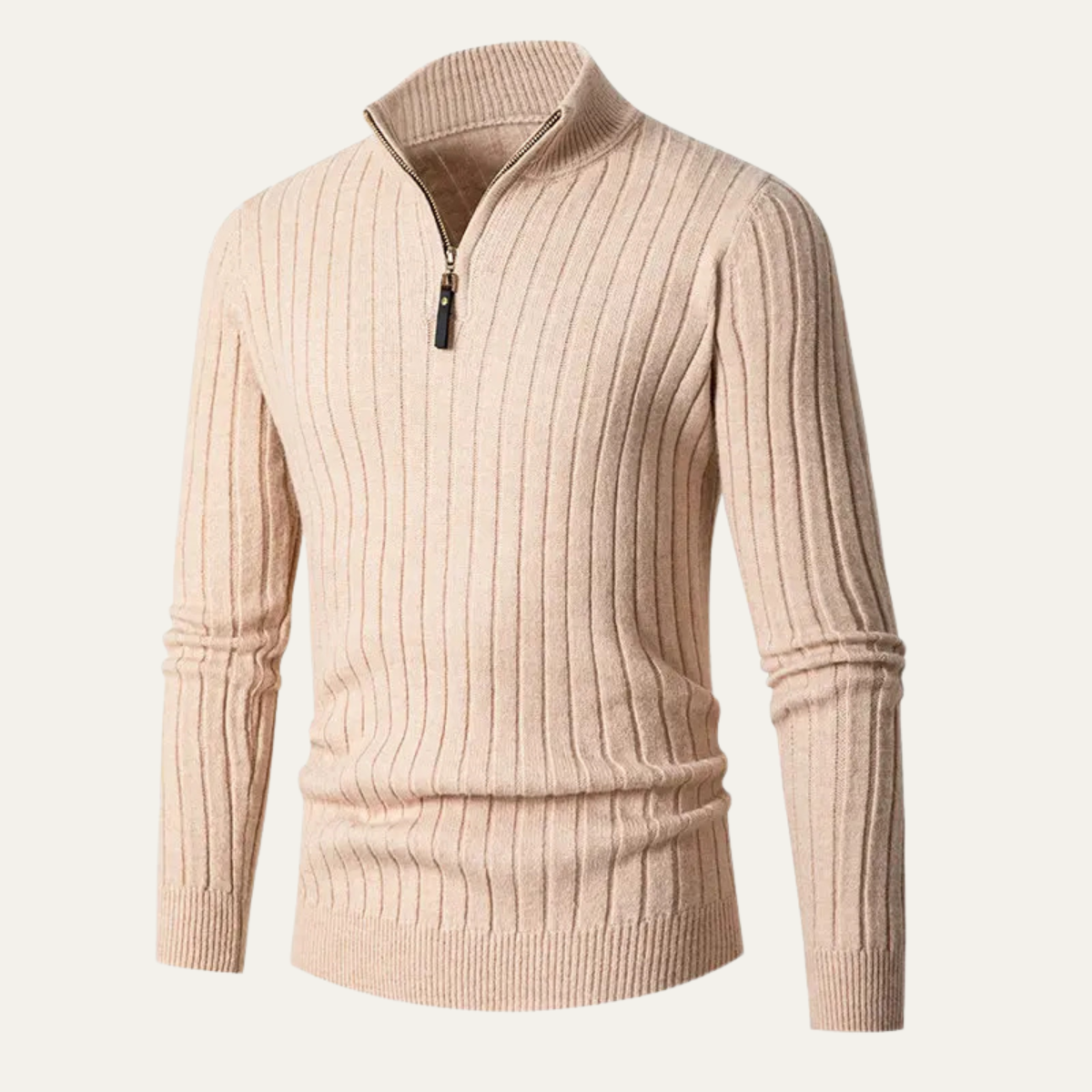 The Favignana Men's Knitted Stand Collar Ribbed Half Zip Jumper 9