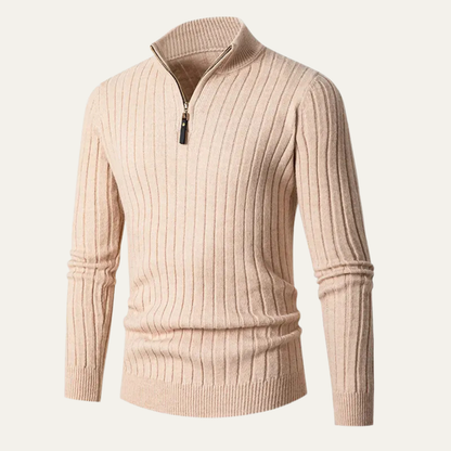 The Favignana Men's Knitted Stand Collar Ribbed Half Zip Jumper 9