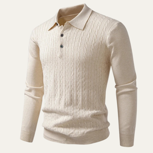 The Folkestone Men’s Trendy Buttoned Knit Polo Sweater 0
