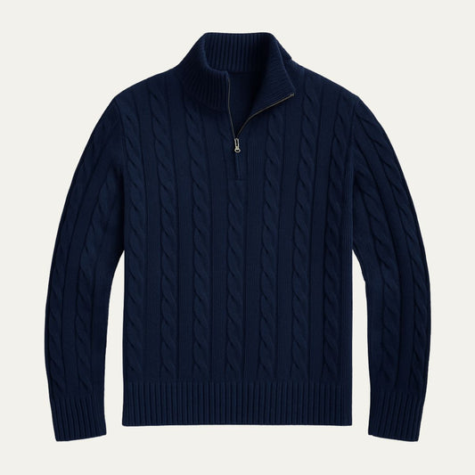 The Genève Old Money Half Zip Jumper for Men - 100% Merino Wool 0