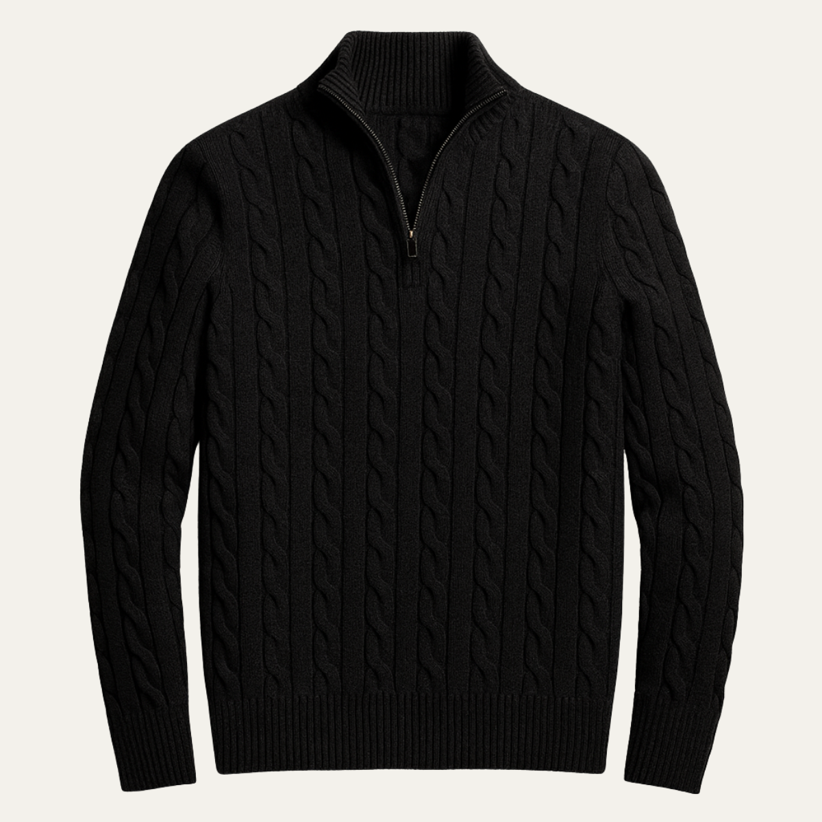 The Genova Men’s Cable Knit Half Zip Mock Neck Sweater 1