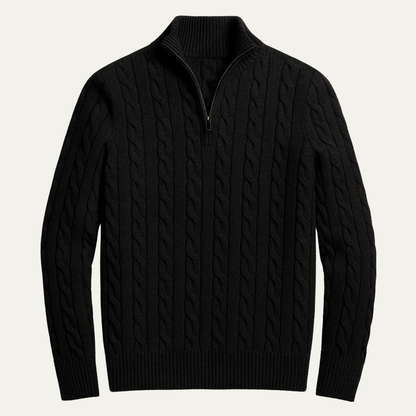 The Genova Men’s Cable Knit Half Zip Mock Neck Sweater 1