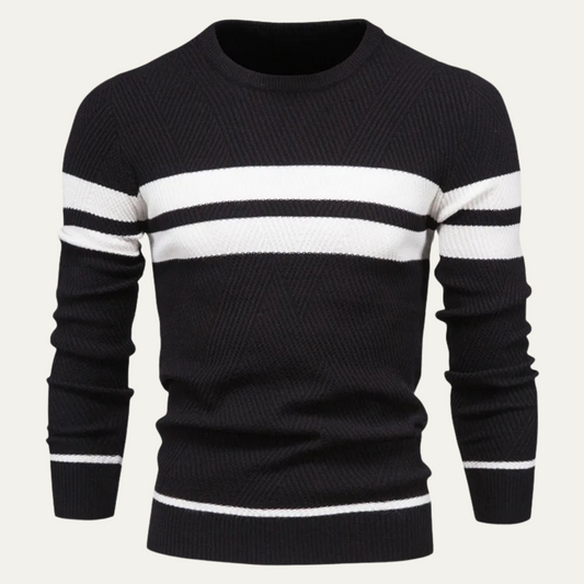 The Glamorgan Men's Casual Knitted White Stripes Jumper 0