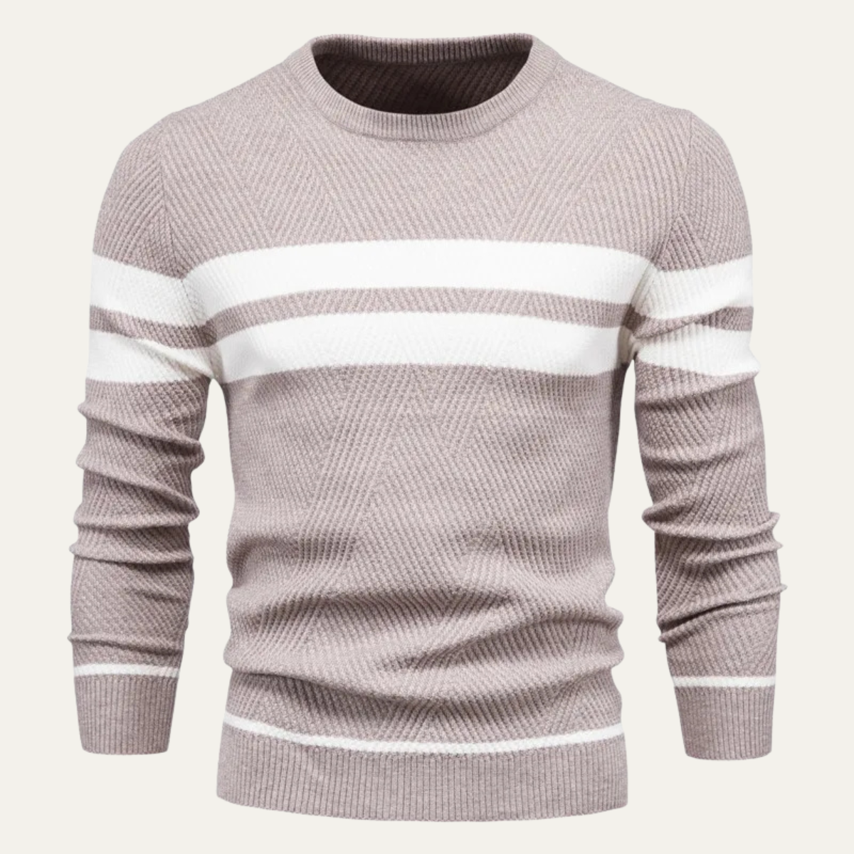 The Glamorgan Men's Casual Knitted White Stripes Jumper 1
