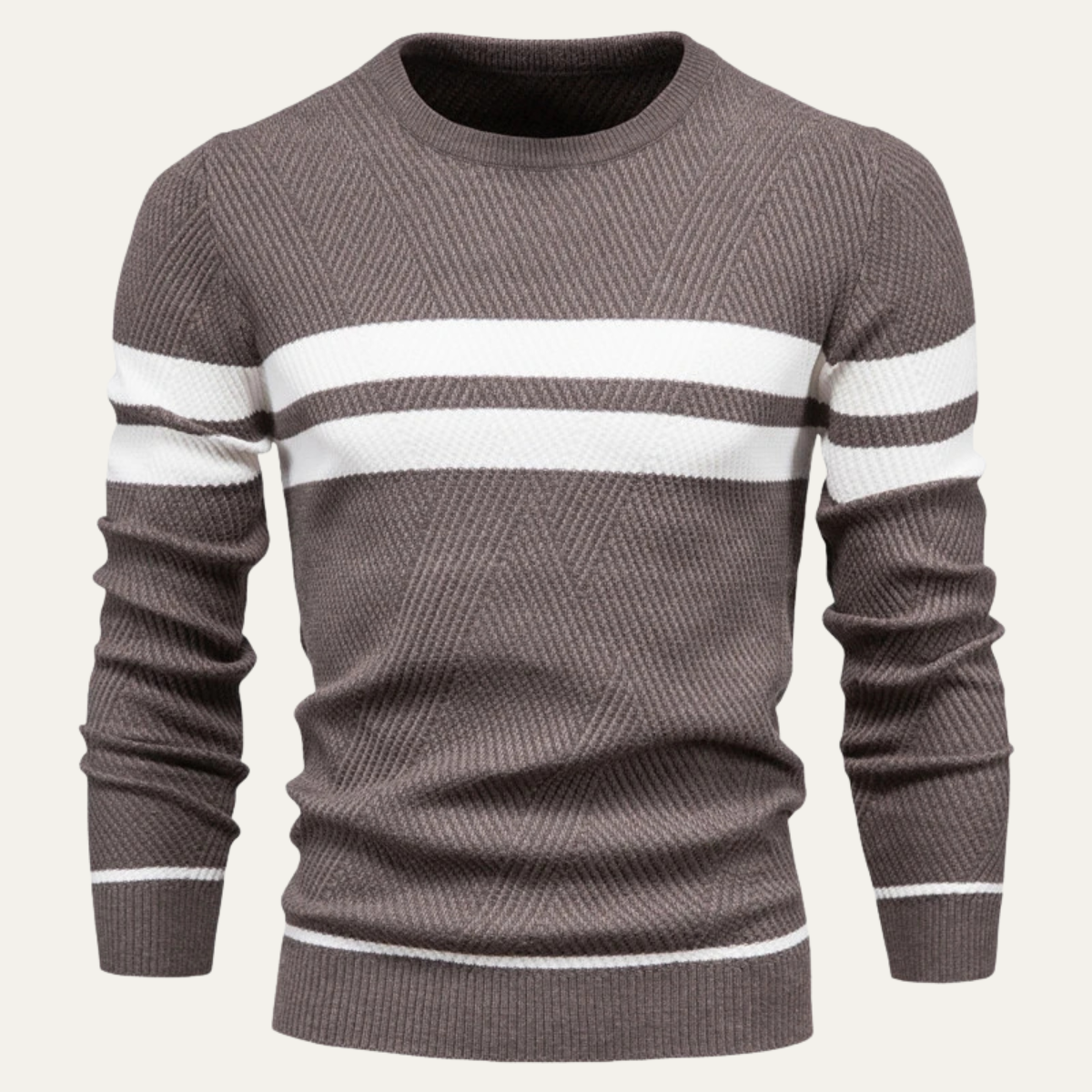 The Glamorgan Men's Casual Knitted White Stripes Jumper 2