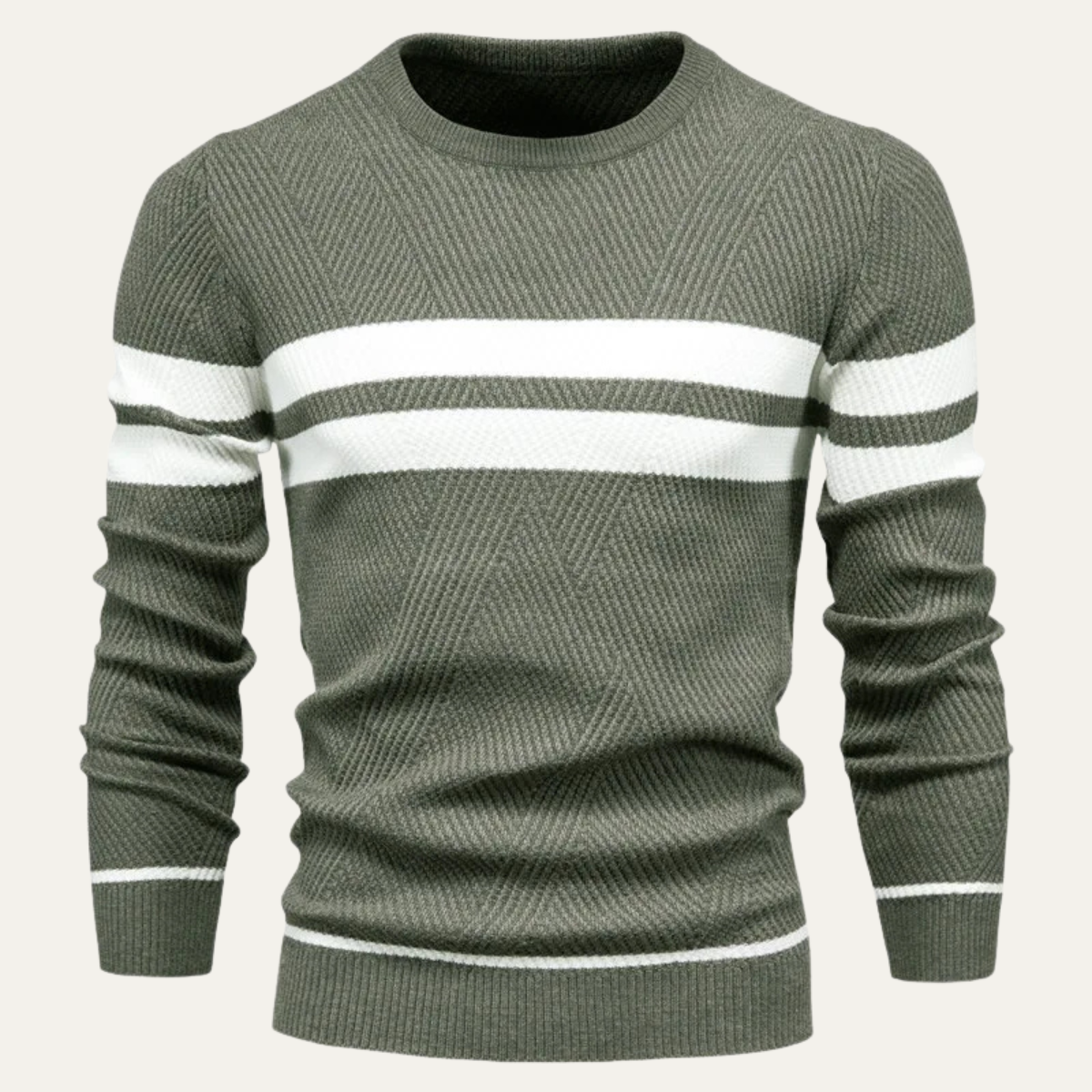 The Glamorgan Men's Casual Knitted White Stripes Jumper 3