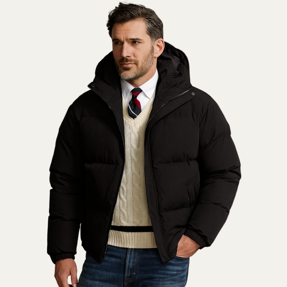 The Hamilton Men's Winter Quilted Puffer Jacket with Hood 1