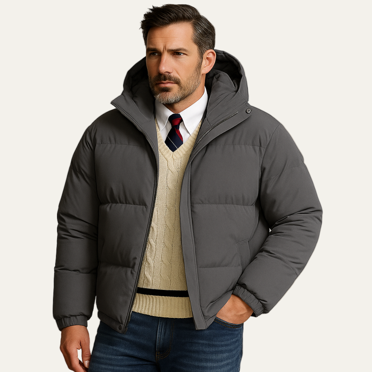 The Hamilton Men's Winter Quilted Puffer Jacket with Hood 3