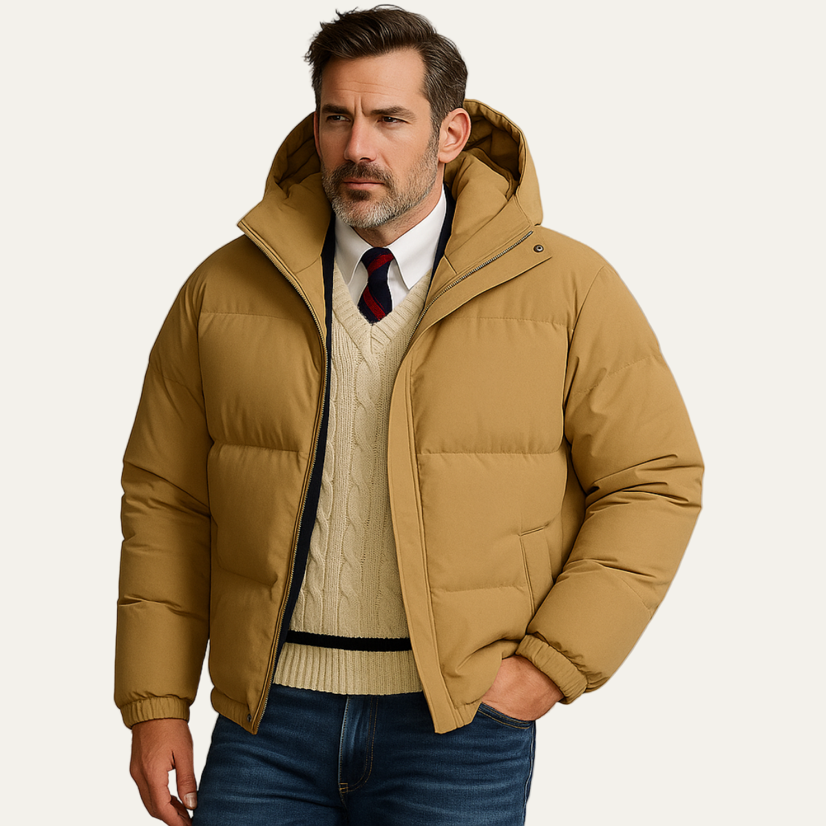The Hamilton Men's Winter Quilted Puffer Jacket with Hood 5
