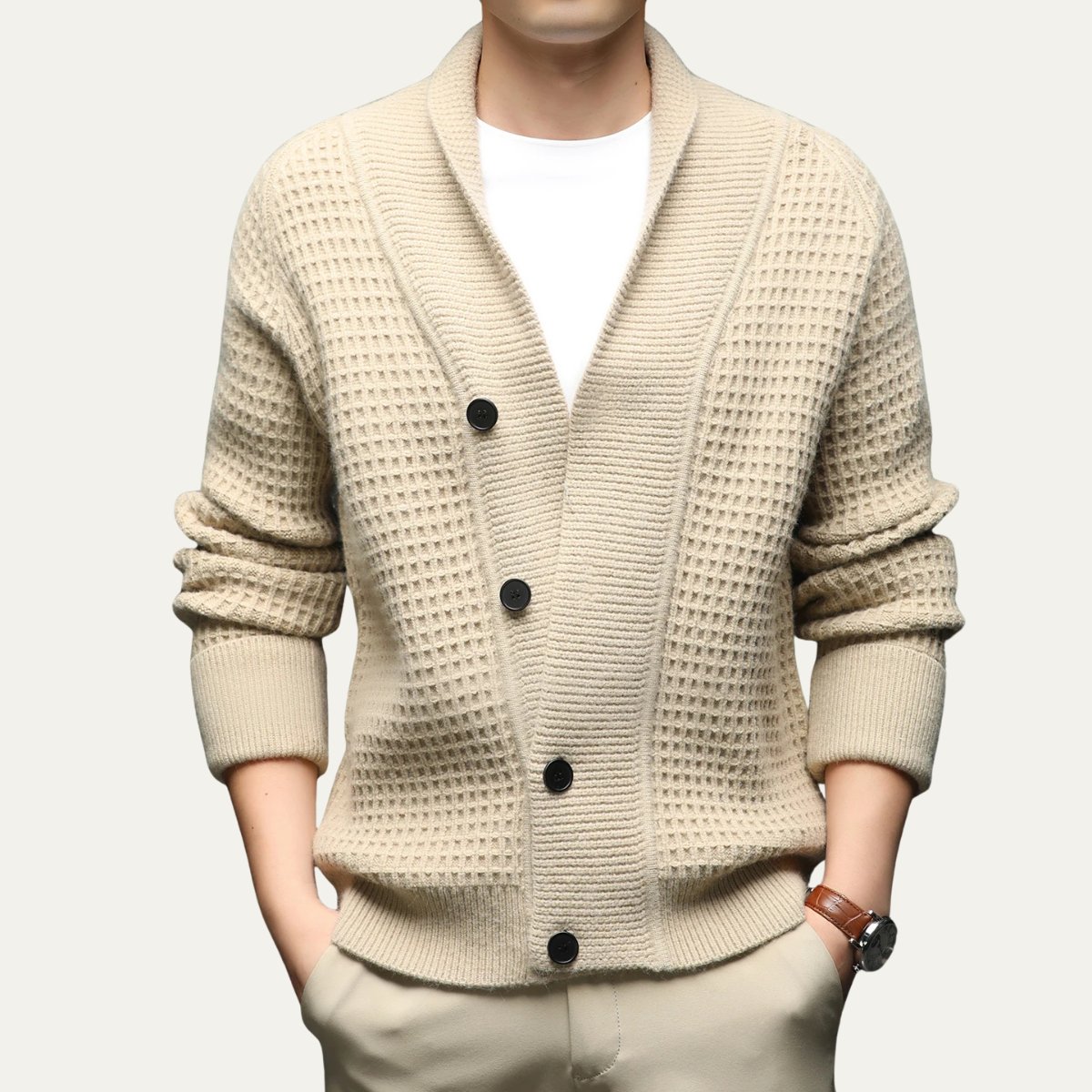 The Hebrides Men's Chunky Knit  Shawl Collar Cardigan 0