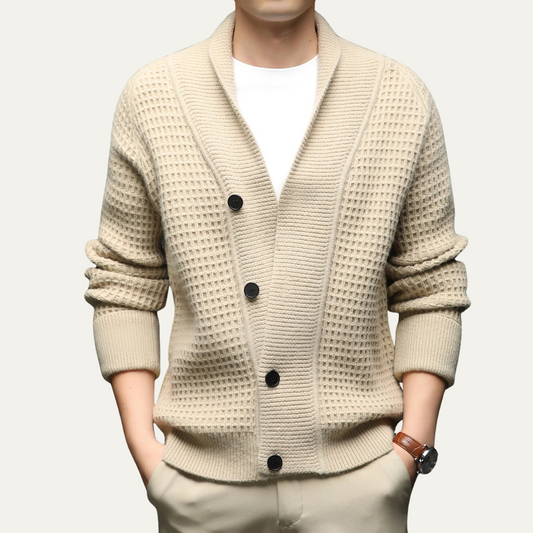 The Hebrides Men's Chunky Knit  Shawl Collar Cardigan 0
