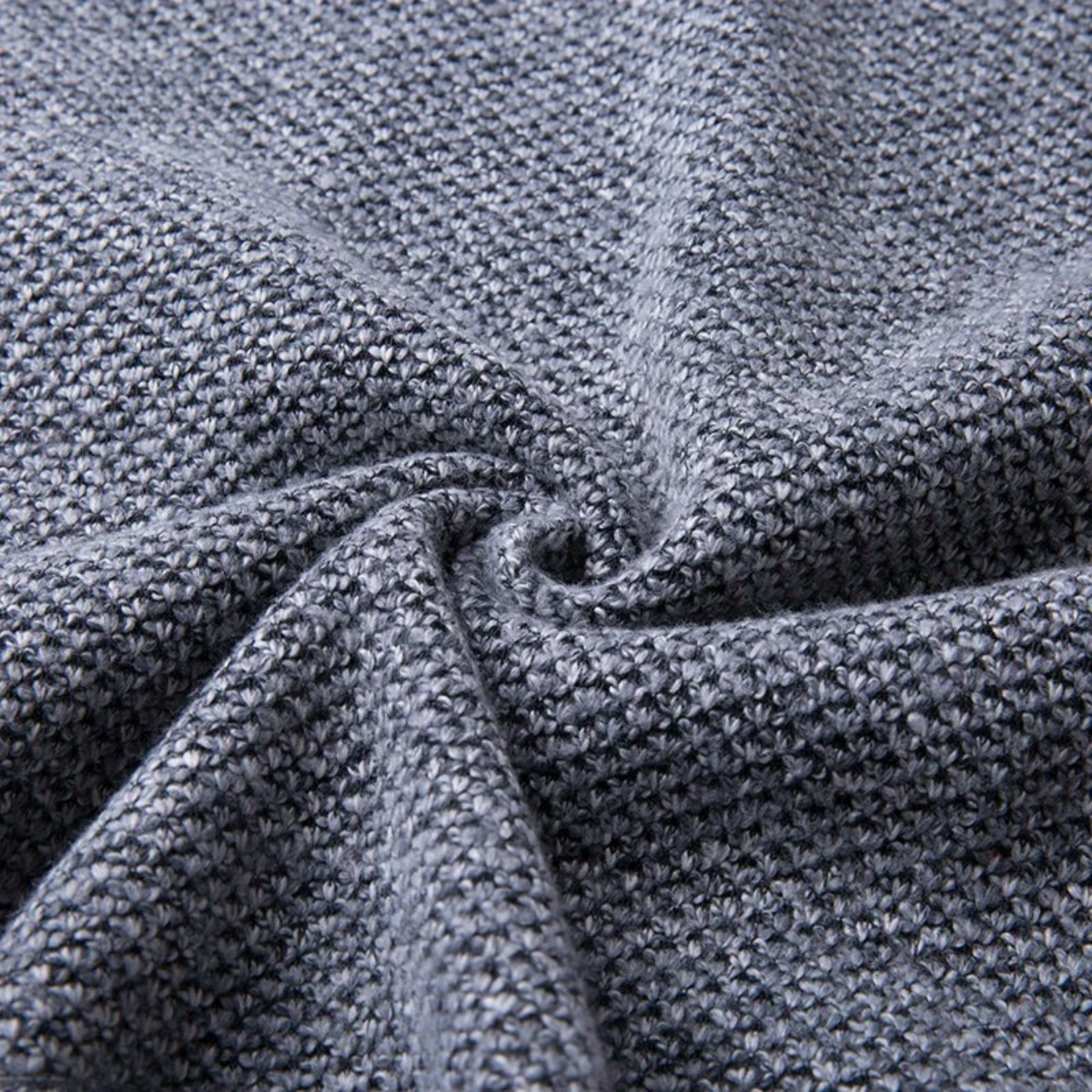 The Highland Men’s Luxury Grey Knit Autumn Winter Jumper – Suede Shoulder Detail 2