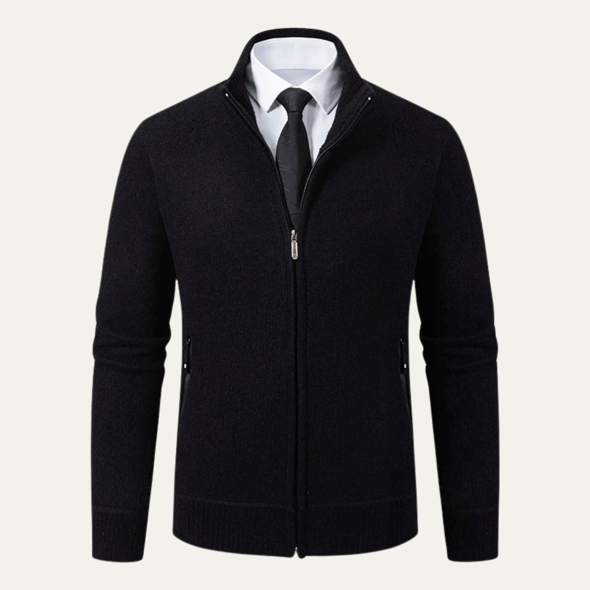 The Inverness Men's Elegant Fleece Knit Zip Cardigan with Pockets 0