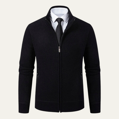 The Inverness Men's Elegant Fleece Knit Zip Cardigan with Pockets 0