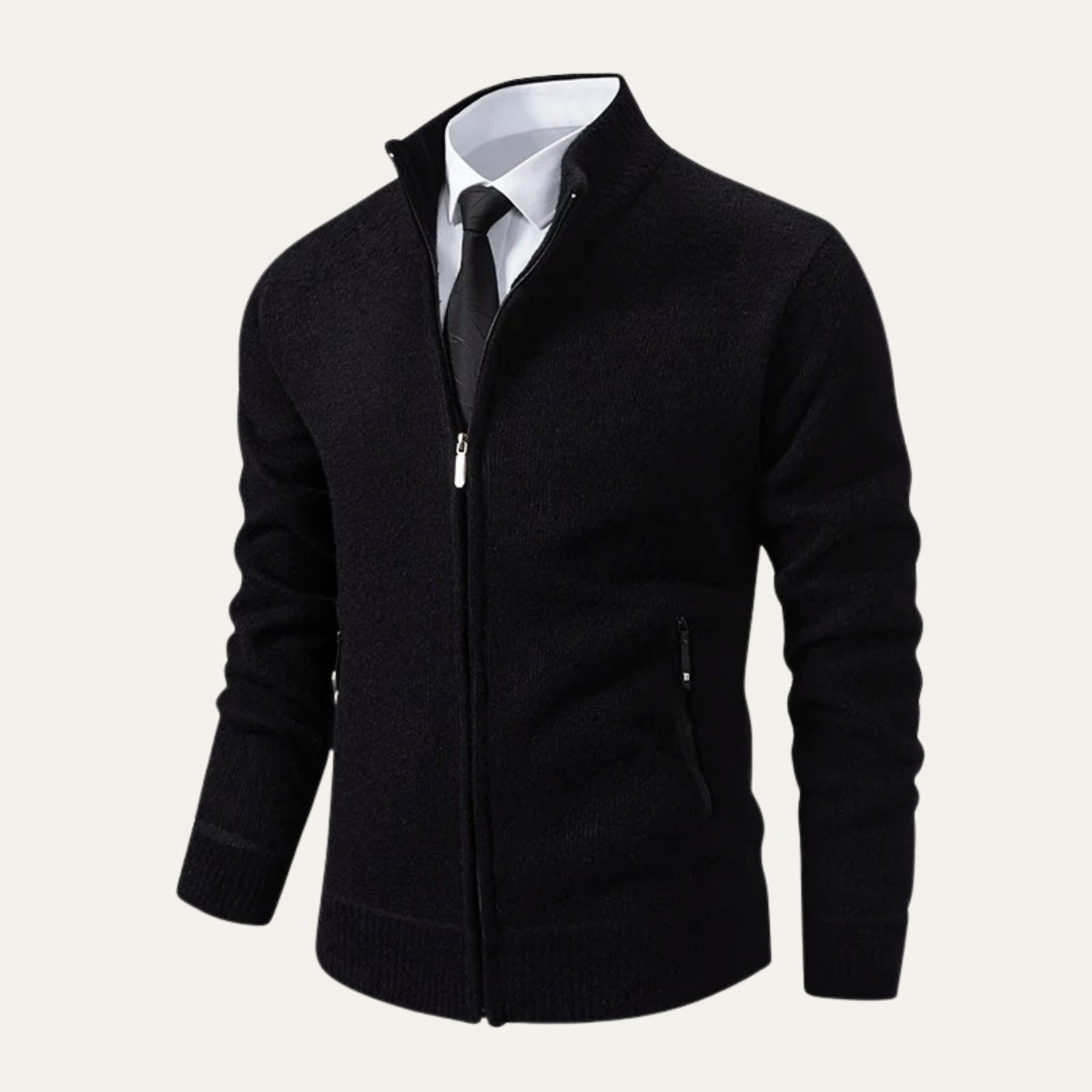 The Inverness Men's Elegant Fleece Knit Zip Cardigan with Pockets 1