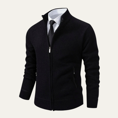 The Inverness Men's Elegant Fleece Knit Zip Cardigan with Pockets 1