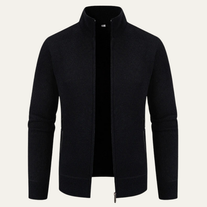 The Inverness Men's Elegant Fleece Knit Zip Cardigan with Pockets 2
