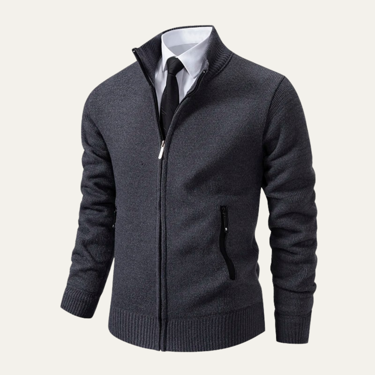 The Inverness Men's Elegant Fleece Knit Zip Cardigan with Pockets 6