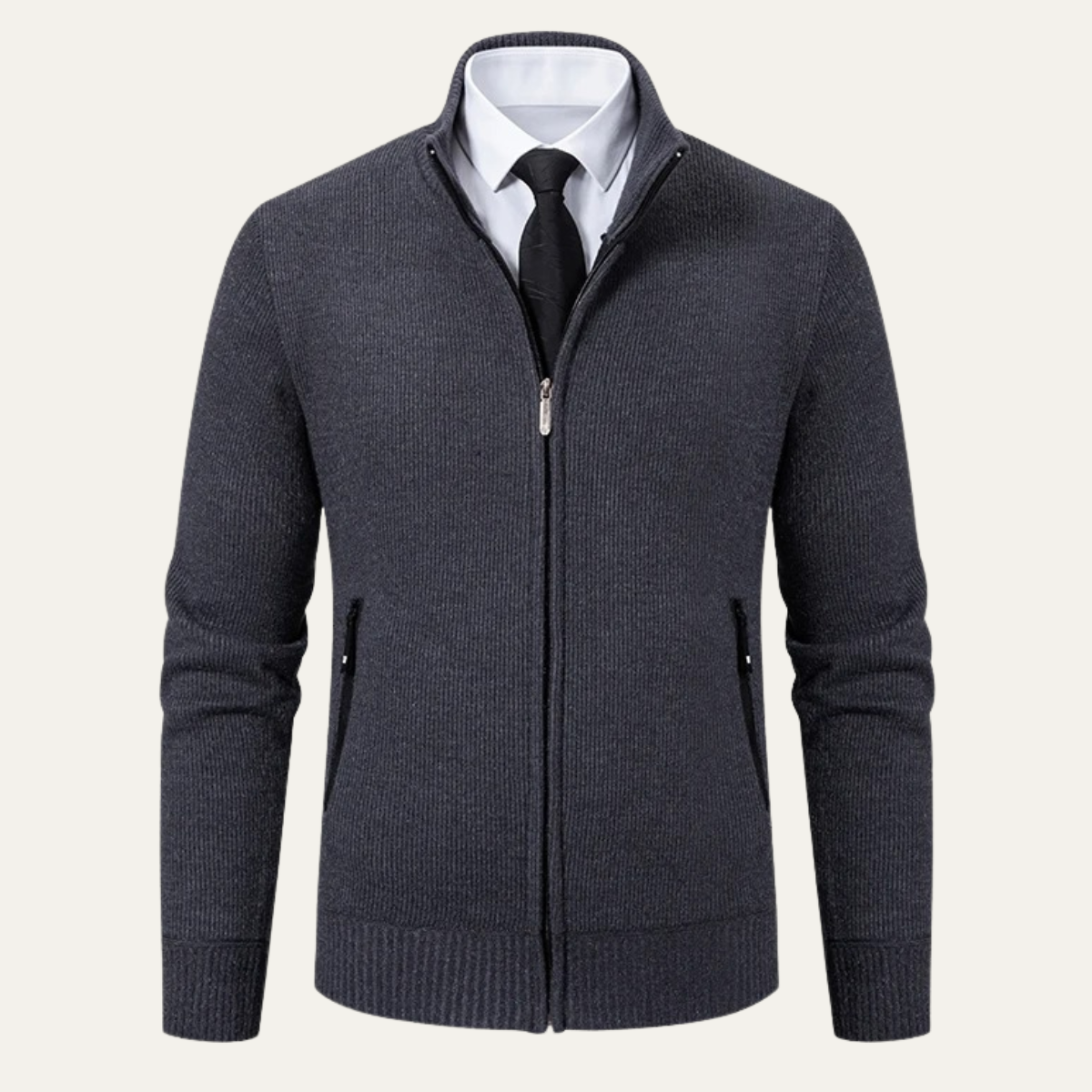 The Inverness Men's Elegant Fleece Knit Zip Cardigan with Pockets 8