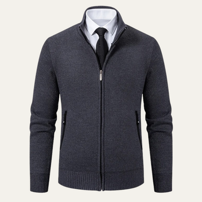 The Inverness Men's Elegant Fleece Knit Zip Cardigan with Pockets 8