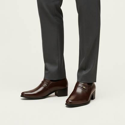 The Lazise Men’s Cuban Heel Dress Shoes – Leather Slip On Formal Loafers 6