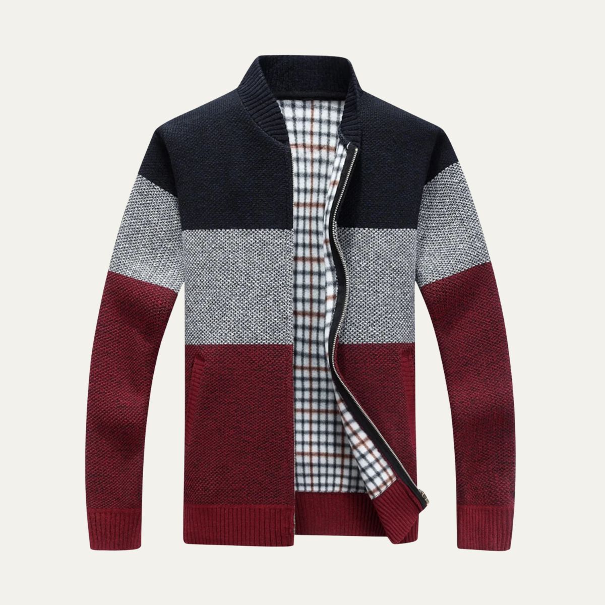 The Levanto Men’s Colour Block Zip Up Knit Cardigan 2