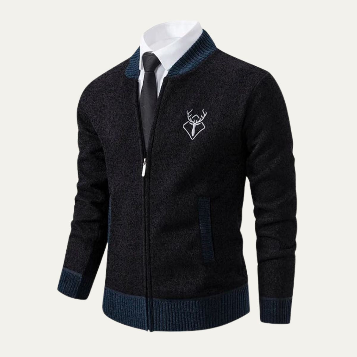 The Levanzo Men’s Contrast Embroidered Knit Bomber Cardigan 0