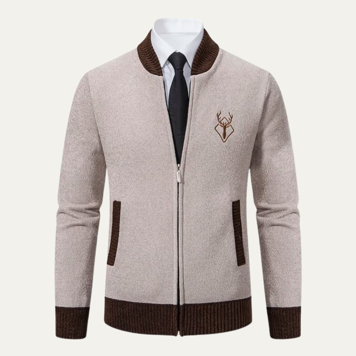 The Levanzo Men’s Contrast Embroidered Knit Bomber Cardigan 4