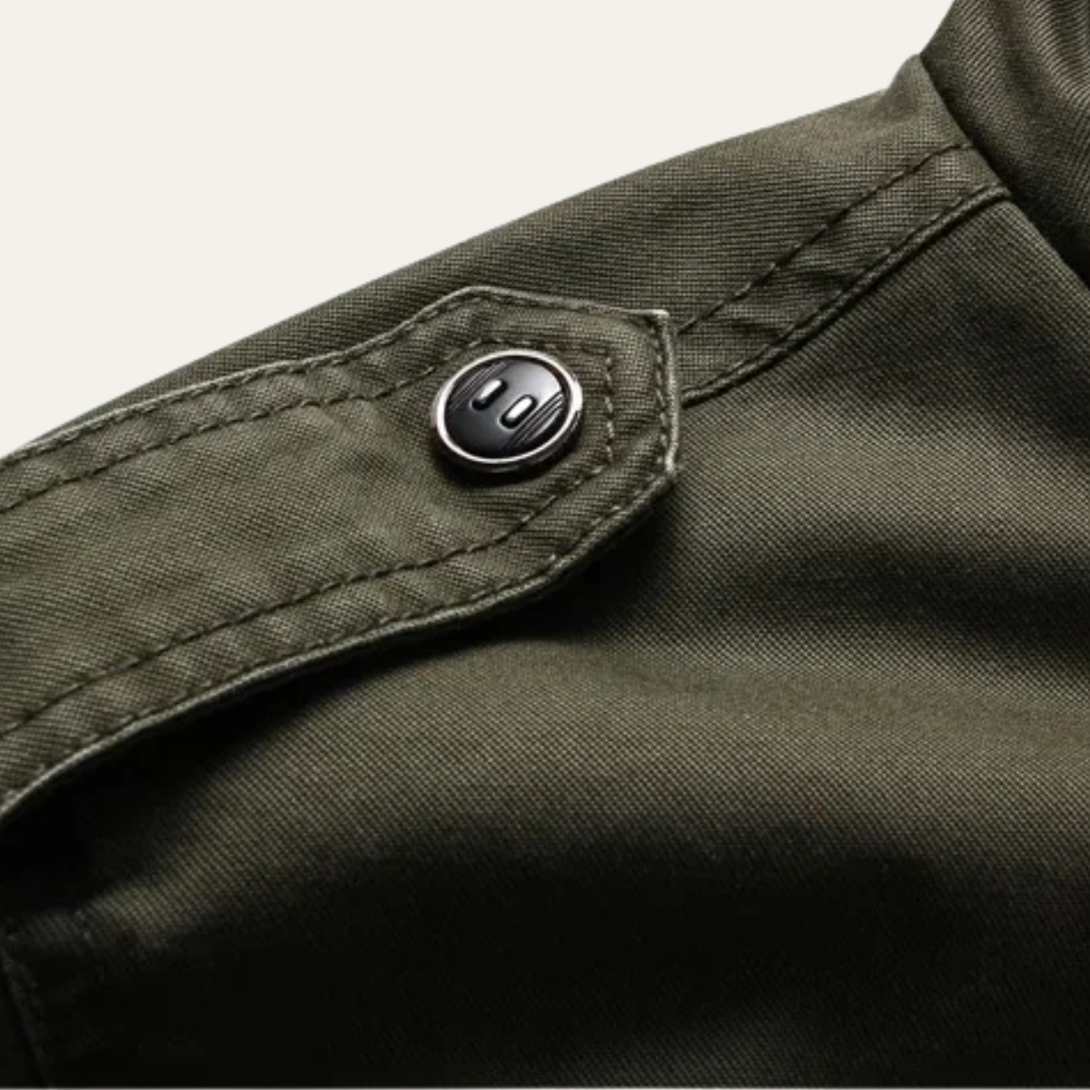 The Levanzo Men's Khaki Military Jacket with Stand Collar & Pockets 6