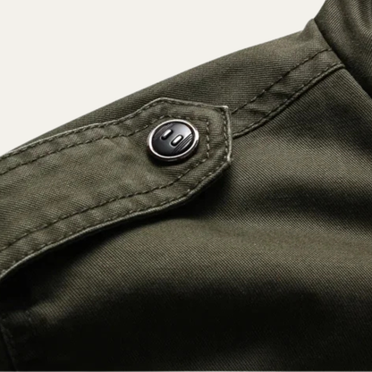 The Levanzo Men's Khaki Military Jacket with Stand Collar & Pockets 6