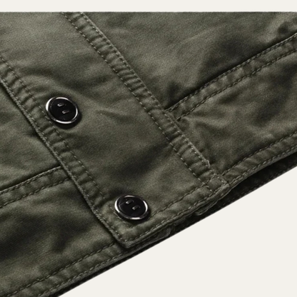 The Levanzo Men's Khaki Military Jacket with Stand Collar & Pockets 8