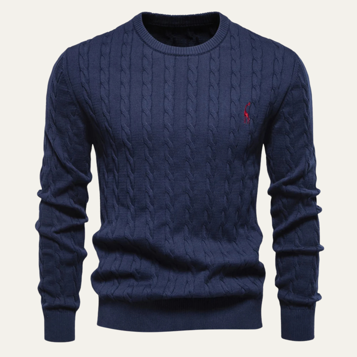 The Lincoln Men’s Trendy Embroidered Crew Neck Cable Knit Jumper 0