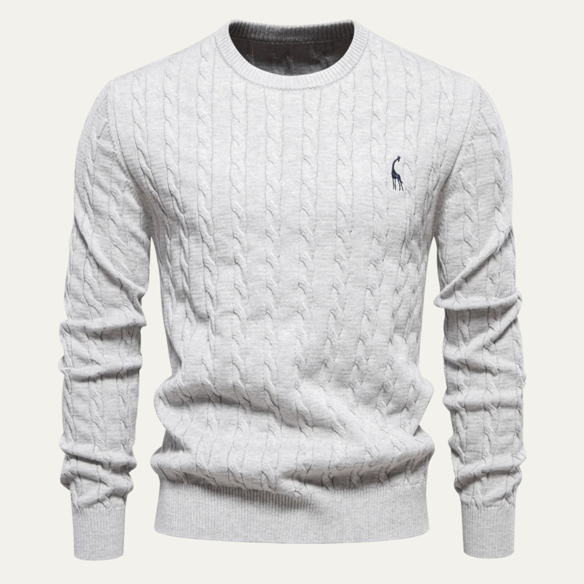 The Lincoln Men’s Trendy Embroidered Crew Neck Cable Knit Jumper 2