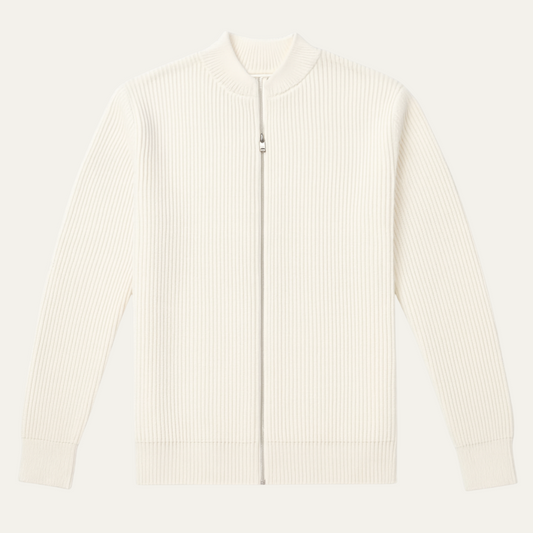 The Maidstone Men’s Beige Zip Up Knitted Lightweight Cardigan 0