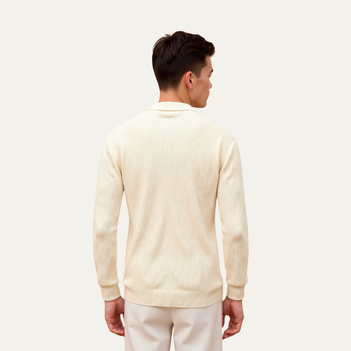 The Maidstone Men’s Beige Zip Up Knitted Lightweight Cardigan 4