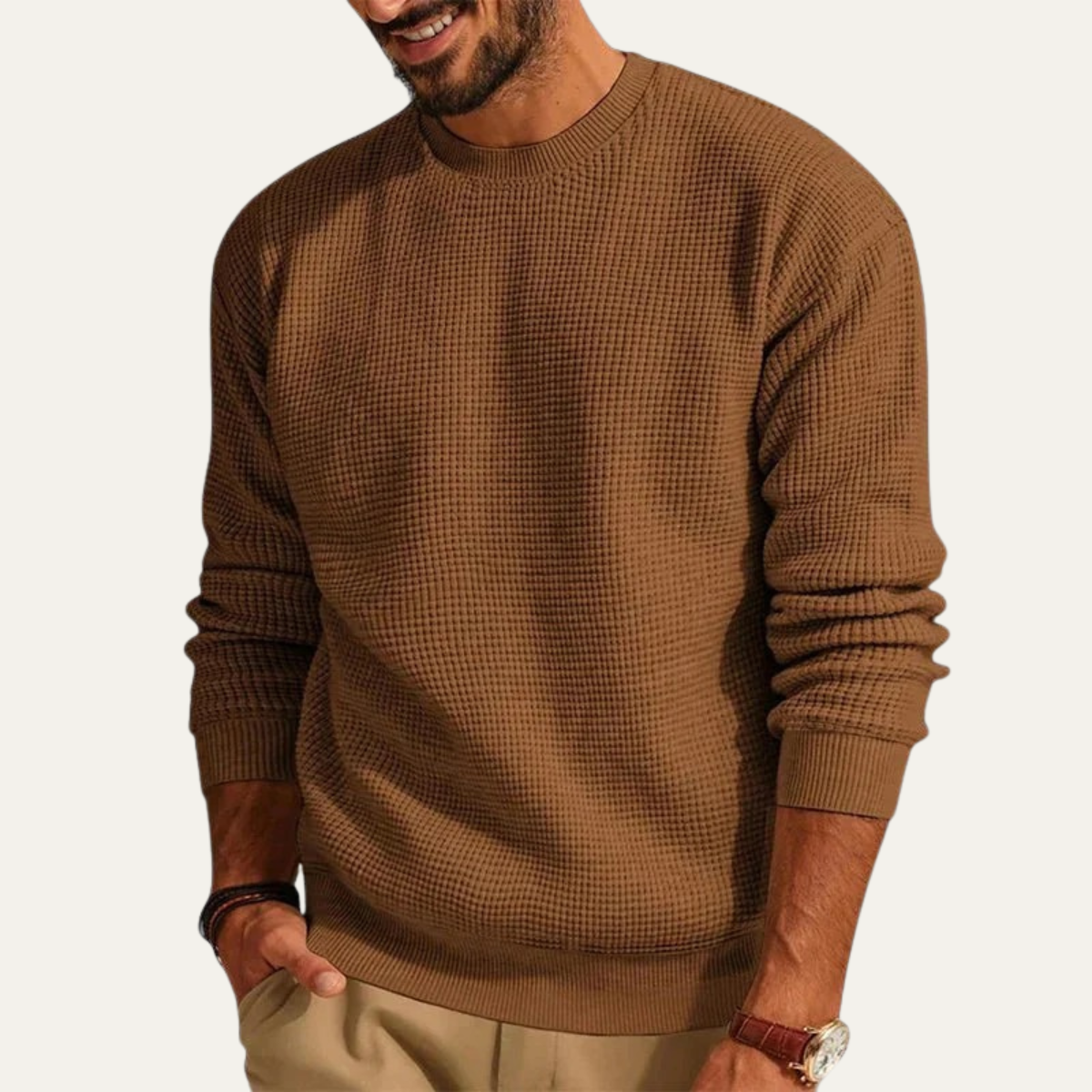 The Mayfair Men's Knit Jumper - Casual Textured Crew Neck 5