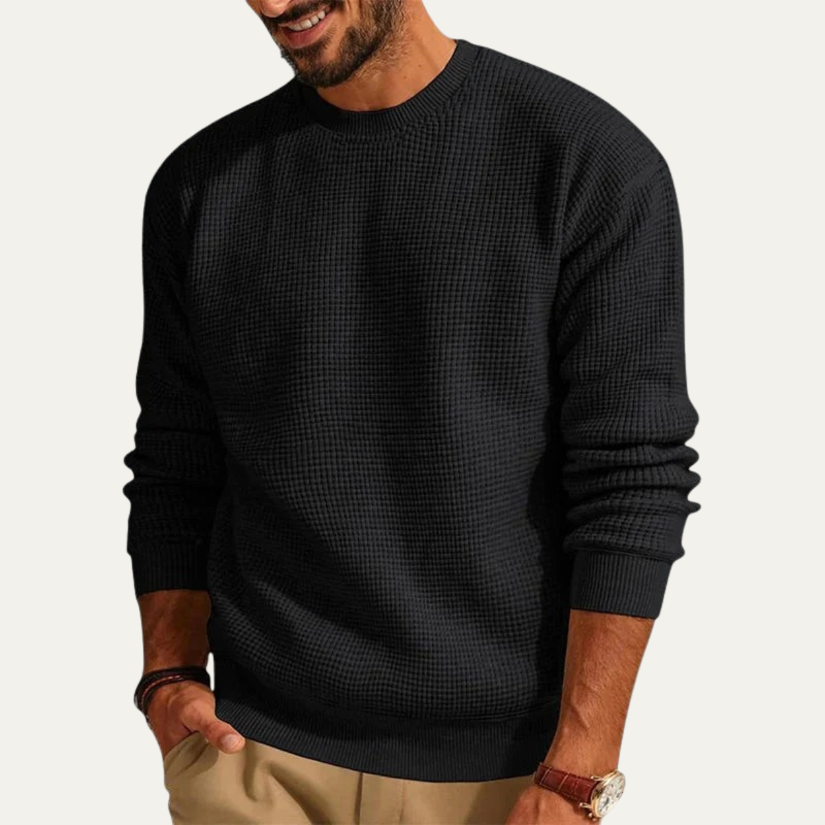 The Mayfair Men's Knit Jumper - Casual Textured Crew Neck 6