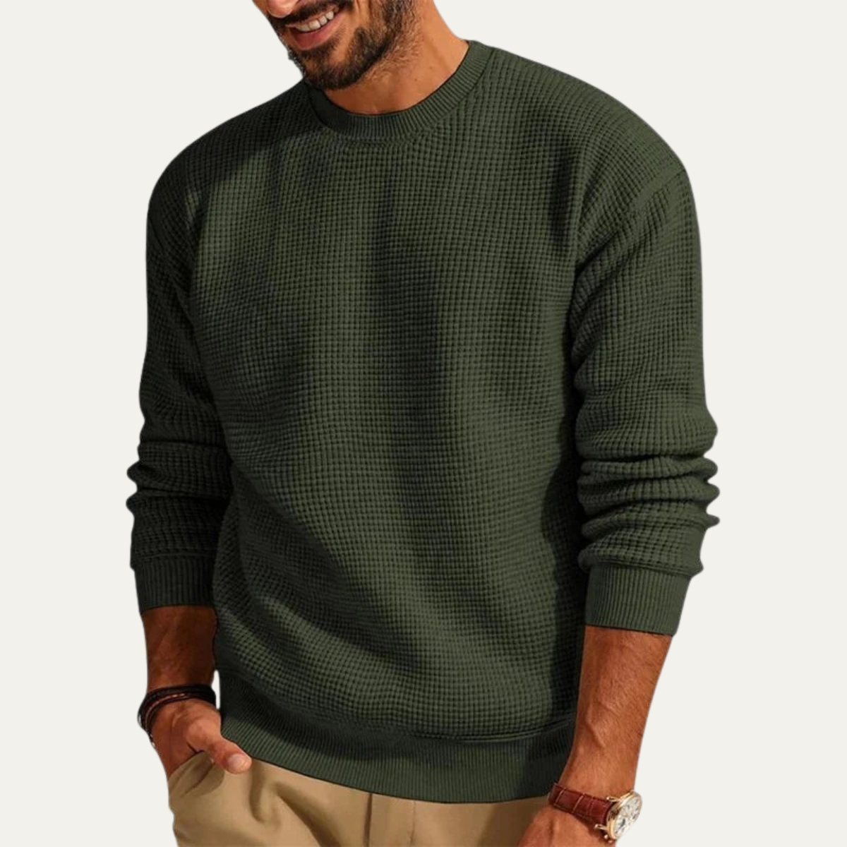 The Mayfair Men's Knit Jumper - Casual Textured Crew Neck 7