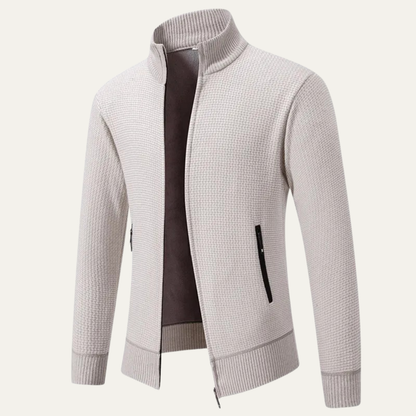 The Montefalco Men’s Casual Knitted Stand Collar Zip Cardigan 1