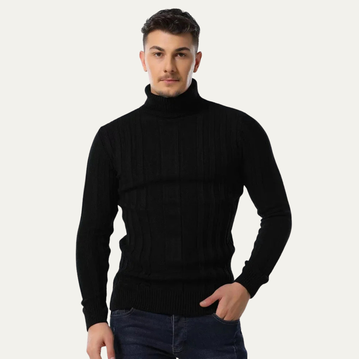 The Norwich Men’s Slim Fit Turtleneck Ribbed Jumper 4