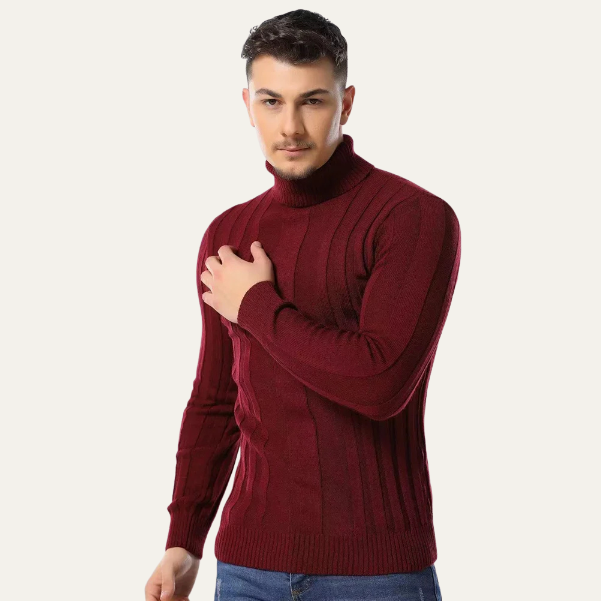 The Norwich Men’s Slim Fit Turtleneck Ribbed Jumper 6